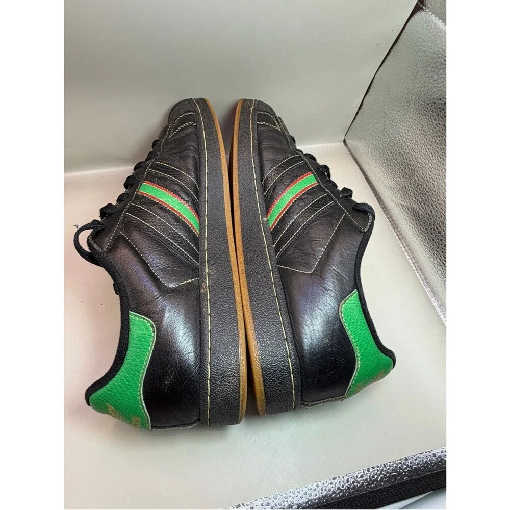Adidas Superstar Black Leather Red Green Stripe Shell Toe Sz 11